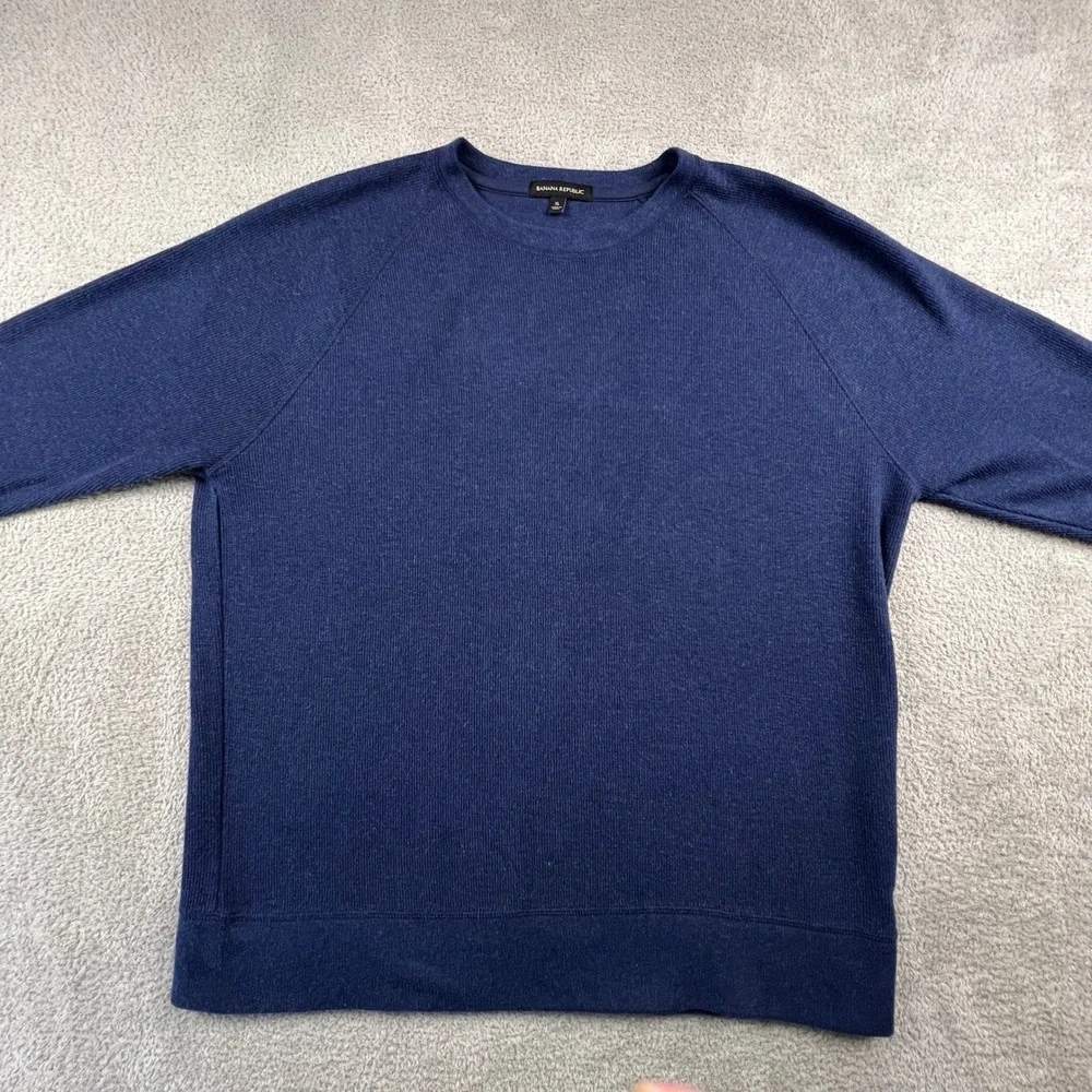 Banana Republic Sweater Mens‎ XL Blue Crewneck Cotton Blend Casual Basic Elegant